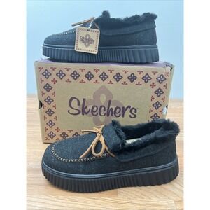 Skechers Cozy Ojai Moccasin Slippers in Black, Women's Size 8.5 NEW